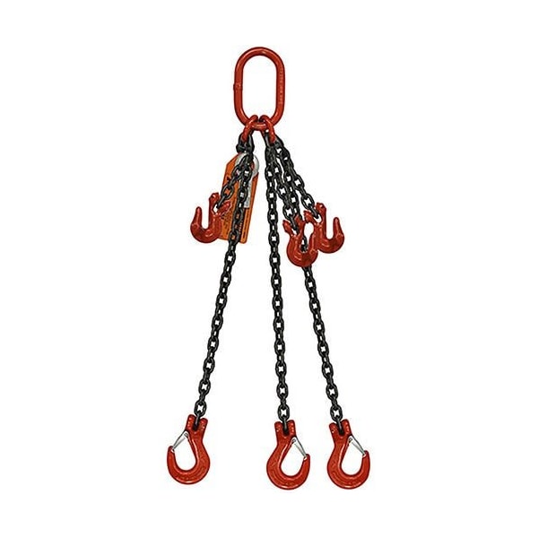 Hsi Three Leg Chain Slng, Adjstbl Type B, 5/8 in dia, 5ft L, Oblong Link to Slng Hook, 58,700lb Lmt 10ATOS5/8B-05 - main